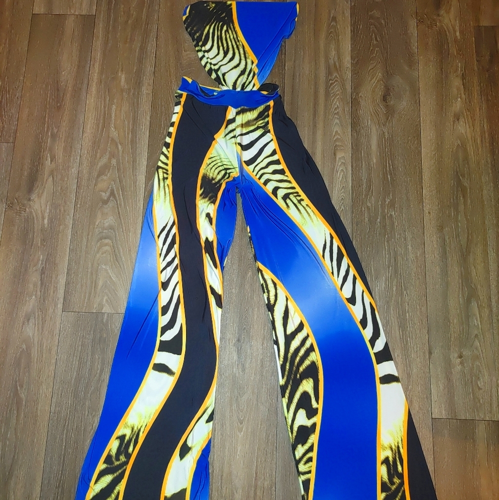 1pc Blue Yellow Print Custom Made Small - Picture 3 of 4